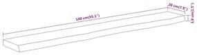 Ράφι Επιτοίχιο Ορθ. Live Edge 140x20x3,8 εκ. Μασίφ Ξύλο Ακακίας - Καφέ