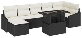 vidaXL Σετ καναπέ κήπου 8 κομματιών από την , με μαξιλάρια. Μαύρο πολυρατάν.