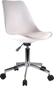 Καρέκλα Γραφείου ArteLibre ΚΥΒΕΛΗ Λευκό PU 48x55x82-92cm