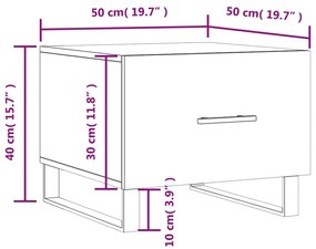 Τραπεζάκι Σαλονιού Γκρι Sonoma 50x50x40 εκ. Επεξεργασμένο Ξύλο - Γκρι