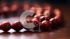 Intra Συλλεκτικό Ξύλινο Παζλ Plywood 4mm - Κολιέ με κόκκινο ροζάριο στο τραπέζι Σε Ξύλινο Κουτί - Διαστάσεις Puzzle: 10x10 cm – 25 κομμάτια