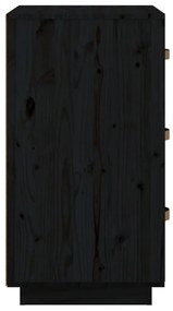 Κομοδίνο Μαύρο 40 x 40 x 75 εκ. από Μασίφ Ξύλο Πεύκου - Μαύρο