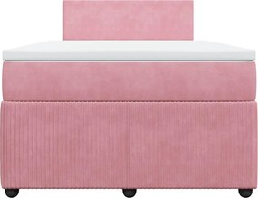 vidaXL Κρεβάτι Boxspring με Στρώμα Ροζ 120x200 εκ. Βελούδινο