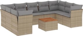 vidaXL Patio Sofa Set 9-θέσια Μικτό μπεζ και γκρι