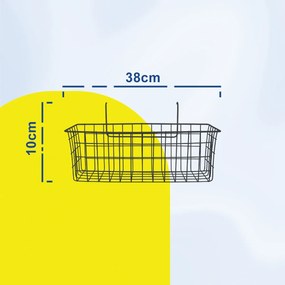 Μεταλλικό Κρεμαστο Καλάθι 38x15x20cm Άσπρο ή Μαύρο - Μαύρο