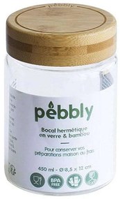 Δοχείο Αποθήκευσης PKV-026 450ml 8,5x12cm Clear-Natural Pebbly Glass,Bamboo