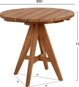 ΤΡΑΠΕΖΙ LEO HM9623.11 ΣΤΡΟΓΓΥΛΟ ΜΑΣΙΦ ΞΥΛΟ ΤΕΑΚ Φ80x75Υεκ.