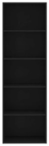 Βιβλιοθήκη με 5 Ράφια Μαύρη 60 x 30 x 189 εκ. από Μοριοσανίδα - Μαύρο