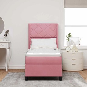 vidaXL Κρεβάτι με ελατήρια με κεφαλάρι Ροζ 80 x 200 cm Βελούδο