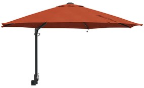 vidaXL Ομπρέλα Κήπου Τοίχου με LEDs Πορτοκαλί 248 cm