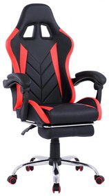 Gaming armchair with reclining back and footrest  Black-Red color