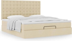 vidaXL Οθωμανικό Κρεβάτι με Στρώμα Κρέμα 160x200cm Ύφασμα