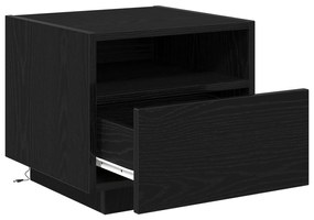 vidaXL κομοδίνο  με LED φώτα Μαύρο Δρυς 40x39x37 εκ.