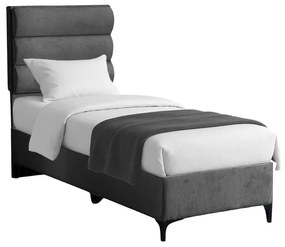 Κρεβάτι Limit pakoworld ύφασμα σε ανθρακί απόχρωση 90x200εκ