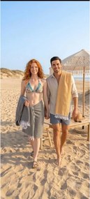 Stewehome Σετ 2 τεμαχίων πετσέτες παραλίας από 100% βαμβάκι πλεκτές 100x180 cm