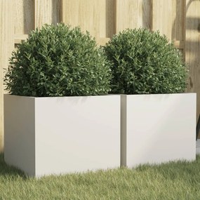 vidaXL Ζαρντινιέρες 2 τεμ. Λευκές 32x30x29εκ. από Χάλυβα