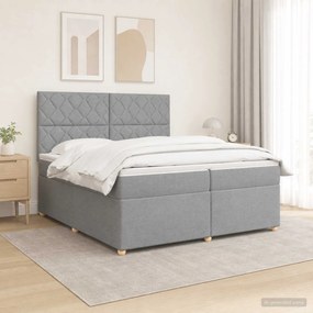 vidaXL Κρεβάτι box spring με στρώμα Ανοιχτό γκρι 200 x 200 cm Ύφασμα