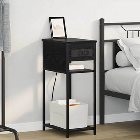 vidaXL Κομοδίνο Μαύρη Οξυά 41 x 28 x 76 εκ. Επεξεργασμένο ξύλο