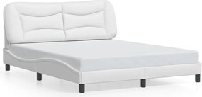 vidaXL Πλαίσιο κρεβατιού με LED χωρίς στρώμα Hvar Λευκό 160x200εκ.