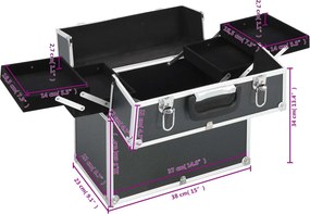 vidaXL Βαλίτσα Μακιγιάζ Μαύρη 38x23x34 εκ. Αλουμινίου