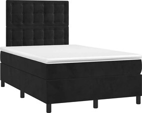 vidaXL Κρεβάτι Boxspring με Στρώμα Μαύρο 120x190 εκ. Βελούδινο