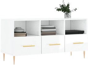 vidaXL Έπιπλο Τηλεόρασης Γυαλ. Λευκό 102x36x50 εκ. Επεξεργασμένο Ξύλο