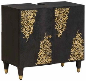 vidaXL Ντουλάπι νιπτήρα Μαύρο 62 x 33 x 58 εκ. Στερεό ξύλο μάνγκο