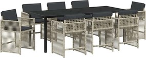 vidaXL Σέτ φαγητού για κήπο 9 pcs Ανοιχτό γκρι
