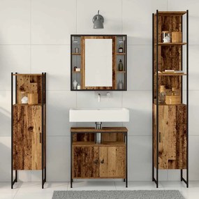 vidaXL Σετ Επίπλων Μπάνιου Άλλο 4 pcs Παλαιό ξύλο 33 x 33 x 185.5 εκ