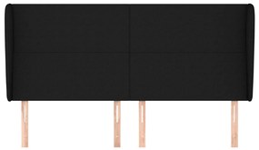 Κεφαλάρι με Πτερύγια Μαύρο 203x23x118/128 εκ. Υφασμάτινο 3117700