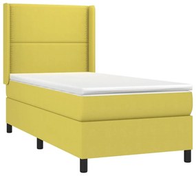 Κρεβάτι Boxspring με Στρώμα Πράσινο 100 x 200 εκ. Υφασμάτινο - Πράσινο