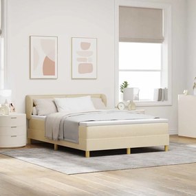 vidaXL Κρεβάτι με ελατήρια με στρώμα Κρεμ 140 x 200 cm ύφασμα