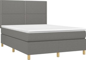 vidaXL Κρεβάτι Boxspring με Στρώμα Σκούρο Γκρι 140x200 εκ Υφασμάτινο