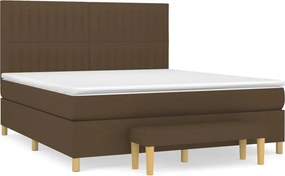 vidaXL Κρεβάτι Boxspring με Στρώμα Σκούρο Καφέ 160x200 εκ Υφασμάτινο