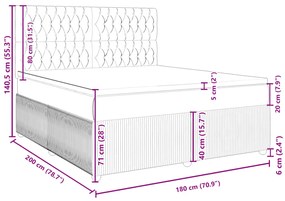 Κρεβάτι Boxspring με Στρώμα Μαύρο 180x200 εκ. Βελούδινο - Μαύρο