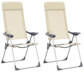 vidaXL Καρέκλες Camping Πτυσσόμενες 2 τεμ. Κρεμ από Αλουμίνιο