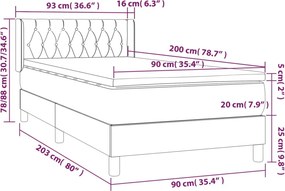 vidaXL Κρεβάτι Boxspring με Στρώμα Κρεμ 90x200 εκ.Υφασμάτινο
