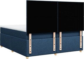 vidaXL Κρεβάτι Boxspring με Στρώμα Μπλε 200x200 εκ. Υφασμάτινο