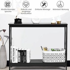 Costway Κομψό Μαύρο Κονσόλα Τραπέζι με 2 Ράφια HW65761BK