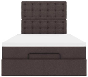 Οθωμανικό κρεβάτι με στρώμα &amp; LEDs Σκούρο καφέ 120x190cm ύφασμα 3314158