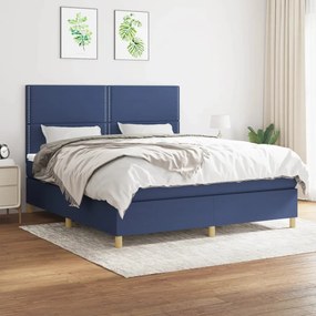 3142279 vidaXL Κρεβάτι Boxspring με Στρώμα Μπλε 180x200 εκ. Υφασμάτινο Μπλε, 1 Τεμάχιο