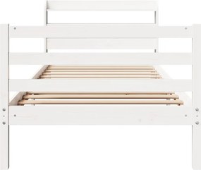 vidaXL Πλαίσιο Κρεβατιού Κεφαλάρι Λευκό 75x190εκ. Μασίφ Πεύκο