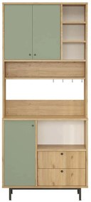 Ντουλάπι Κουζίνας 956LCS3584 88x35,5x205cm Oak-Green Μοριοσανίδα, Μέταλλο