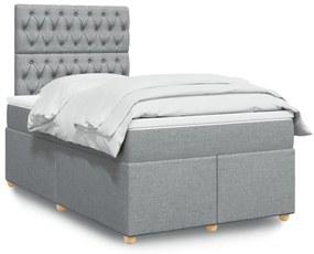 vidaXL Κρεβάτι Boxspring με Στρώμα Ανοιχτό Γκρι 120x190 εκ. Υφασμάτινο