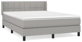 Κρεβάτι Boxspring με Στρώμα Ανοιχτό Γκρι 140x200 εκ. Υφασμάτινο - Γκρι