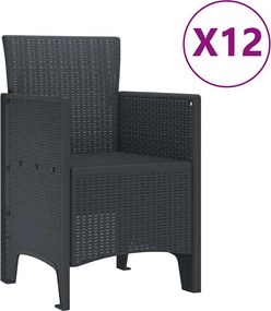 vidaXL Σέτ φαγητού για κήπο 13 pcs Ανθρακί Rattan Polt