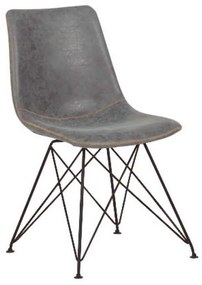 Καρέκλα Μεταλλική Μαύρη/Pu PANTON Vintage Grey 43x57x81cm (Σετ 4 ΤΕΜ)