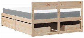 vidaXL Κρεβάτι με Συρτάρια και Στρώμα 120x200 εκ. Μασίφ Ξύλο Πεύκου