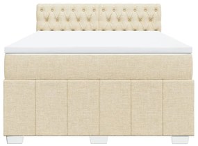 vidaXL Κρεβάτι Boxspring με Στρώμα Κρεμ 140x200 εκ. Υφασμάτινο