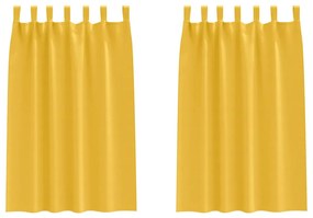 vidaXL Κουρτίνες με κουρτίνες 2 pcs κίτρινο μουσταρδί Πολυεστέρας